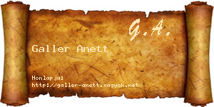 Galler Anett névjegykártya